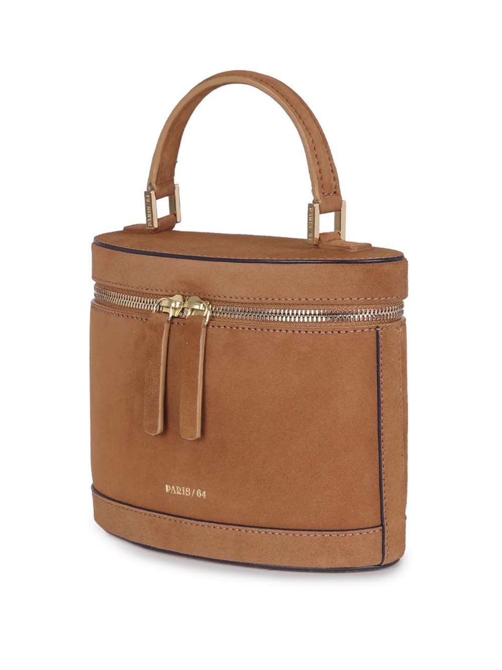 Paris 64 Mini Top-Handle Bag in Cognac Suede